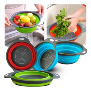 Escorredor Dobrável de Silicone | Multiuso para Frutas, Verduras e Massas